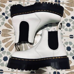 Dr. Martens White Ankle Boots with Black Soles